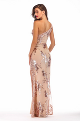 Robe longue fendue à paillettes brillantes